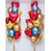 Μπουκέτο Μπαλόνια με Καρδιές, Αστέρια και Λάτεξ Χρυσά και Μπλέ